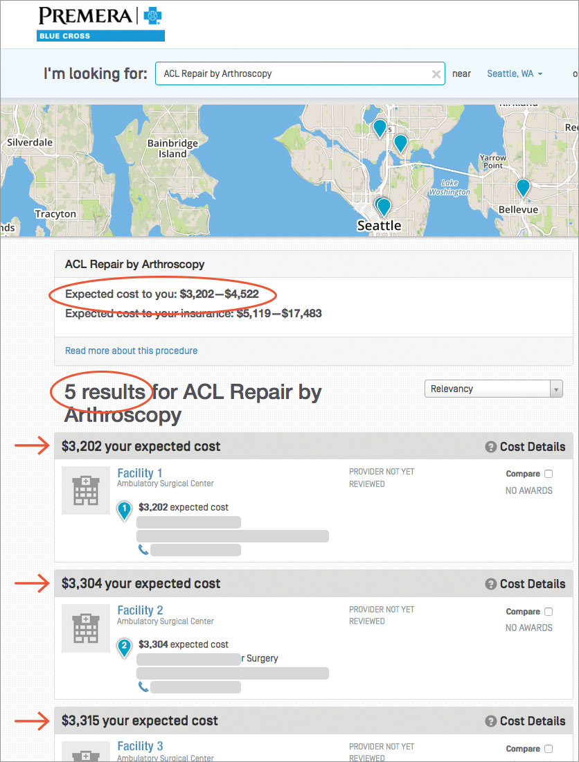 Screenshot showing where to find the procedure of a cost