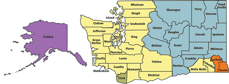 map of Alaska and Washington State