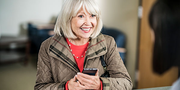 Woman speaking with producer