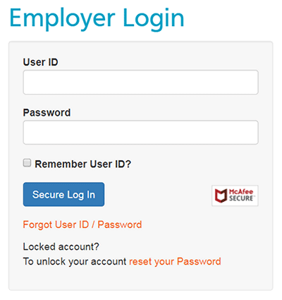 log-in screenshot