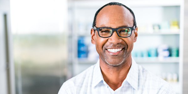 pharmacist with glasses