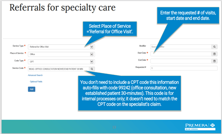 Referrals for Specialty Care