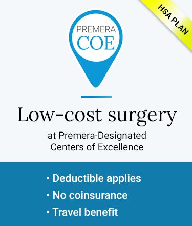 Image explaining Low-cost surgery: Deductible applies, no coinsurance, travel benefits